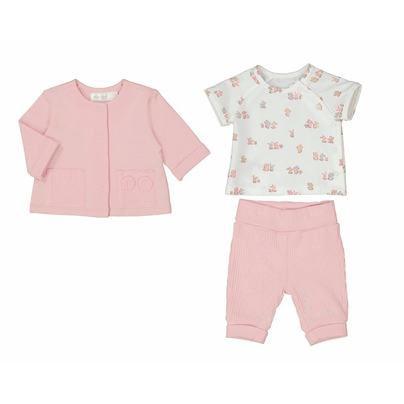Tre-delt sett rosa med kanin