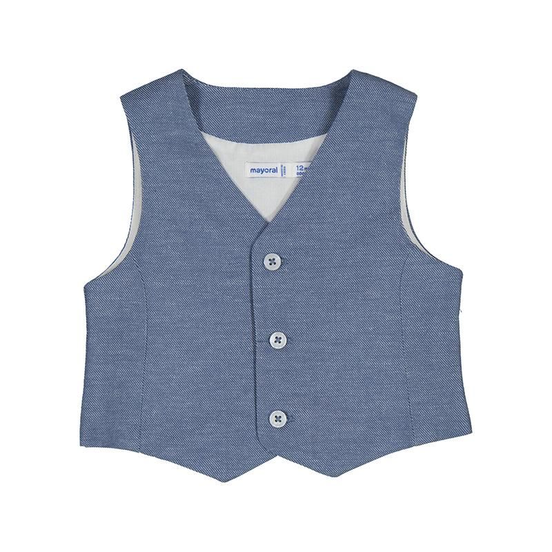 Vest i linblanding blåstripete