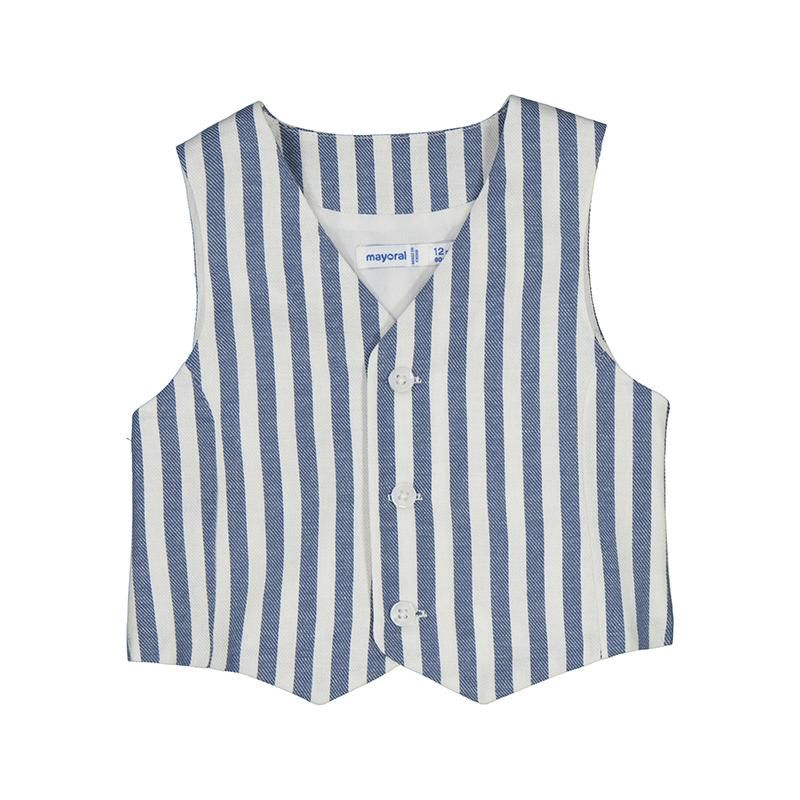 Vest i linblanding blåstripete